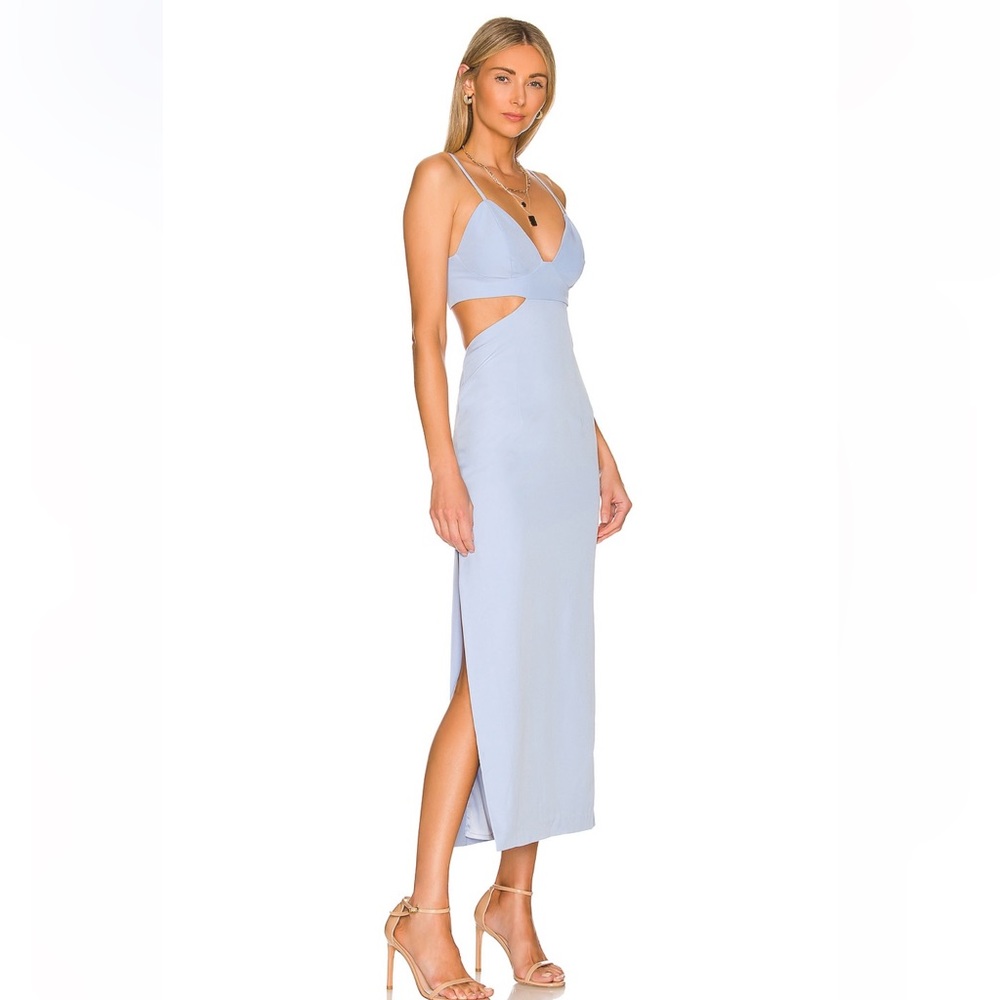 Bardot Sky Blue Cut-Out Midi Dress – Size 4 | Adjustable Straps & Fully Lined